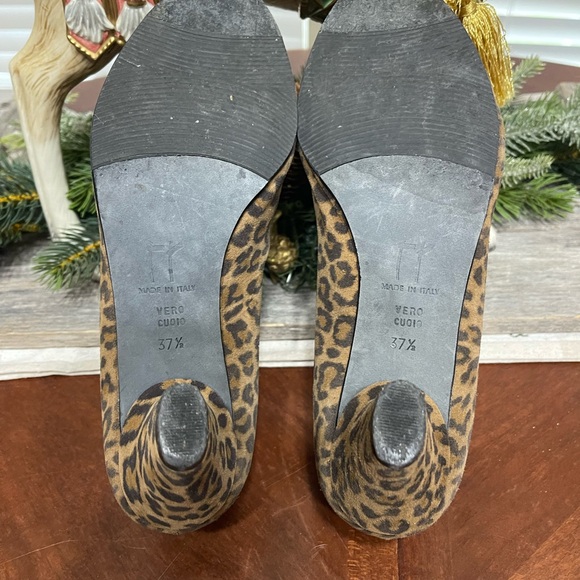 THIERRY RABOTIN Peeptoe Pumps Leopard Suede Heels Shoes ITALY - Picture 8 of 10